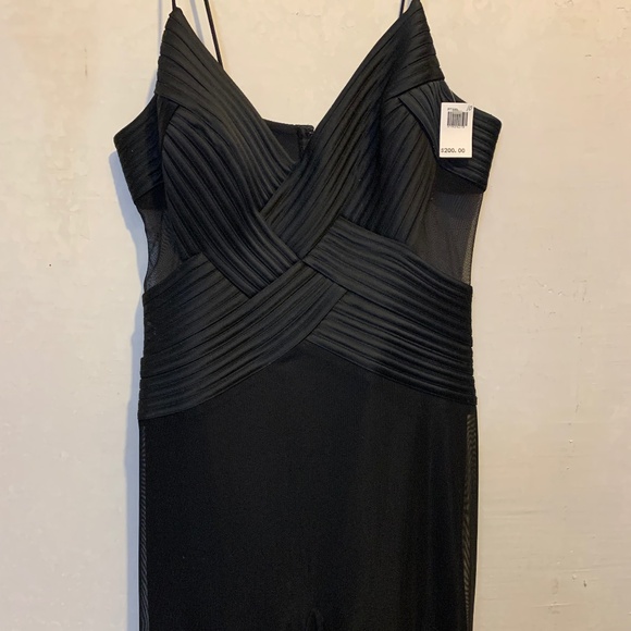 JS Collections Black Sheer Crisscross Cocktail Dress Size 10 - Picture 1 of 7